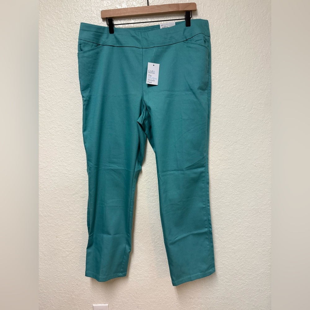 NWT CROFT & BARROW Teal Mid Rise Straight Pants Size 18